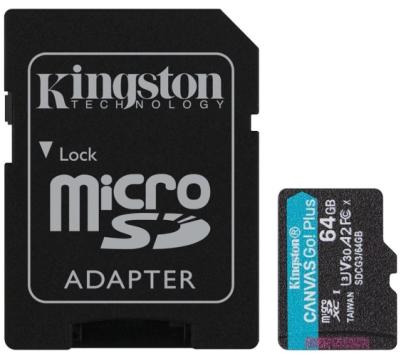 KINGSTON 64GB microSDXC Canvas Go! Plus s adaptérom